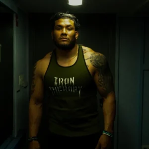 Controlled Insanity Army Green Iron Therapy Heavyweight Tank Top