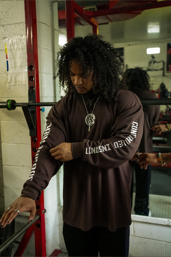 Controlled Insanity Brown Iron Therapy Long sleeve Waffle Thermal Controlled Insanity Brown Iron Therapy Long sleeve Waffle Thermal