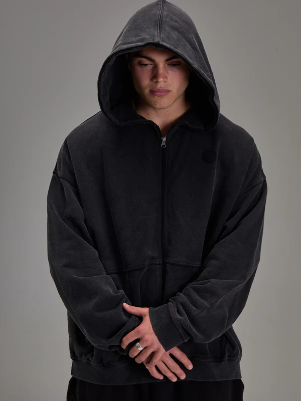 Controlled Insanity Embossed Black Heavyweight Zip up Controlled Insanity Embossed Black Heavyweight Zip up
